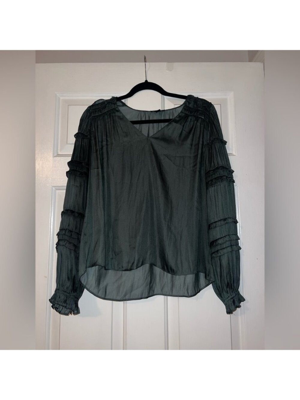 Current Air Dark Green Women's Satin Top